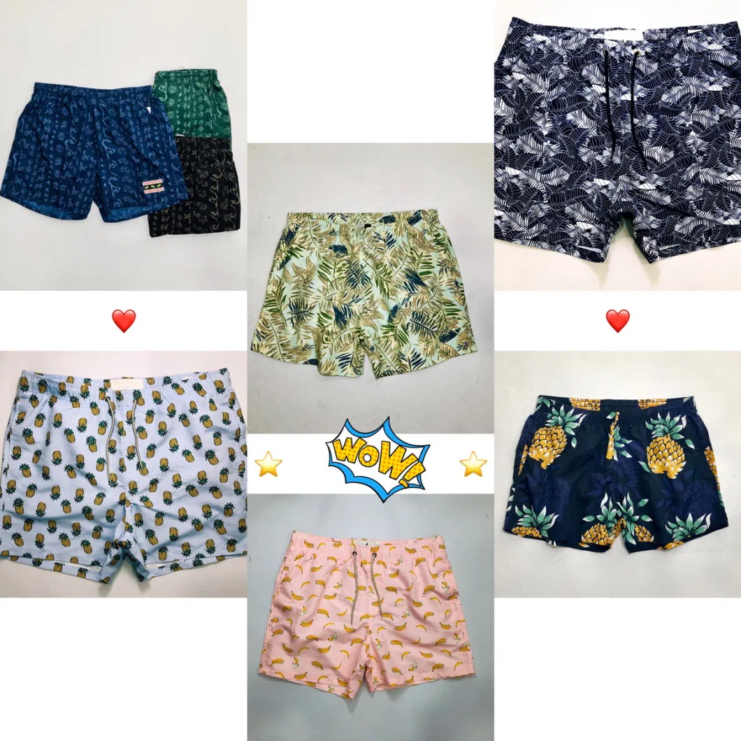 Men&prime;s Boy&prime;s Polyester Waterproof Swim Shorts Printing Board Shorts Navy Apparel Trousers