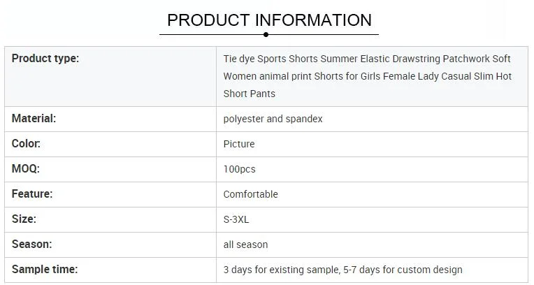 Tie Dye Sports Shorts Summer Elastic Drawstring Patchwork Soft Women Animal Print Shorts for Girls Female Lady Casual Slim Hot S