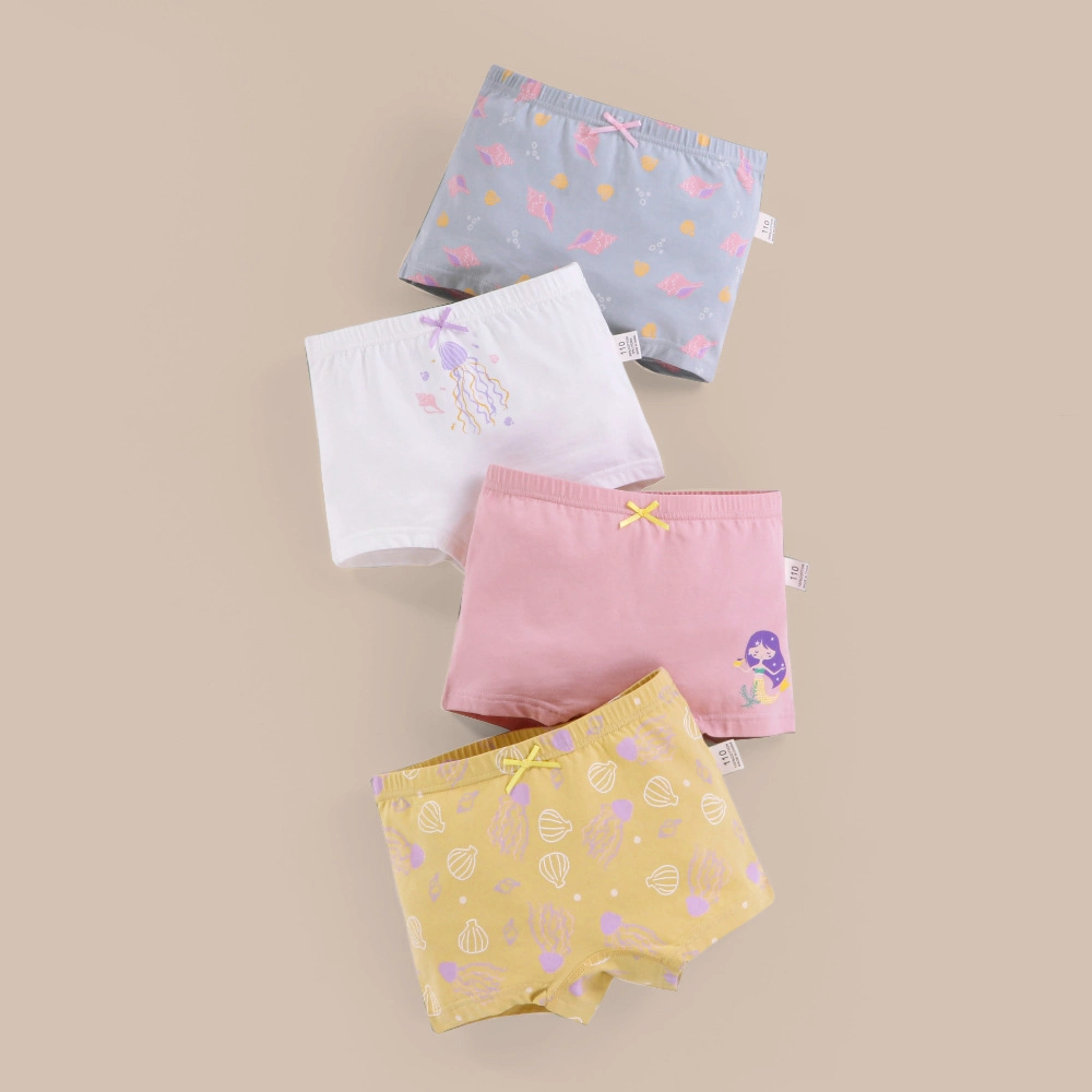 Girls&prime; Pure Cotton Cartoon Boxer Shorts