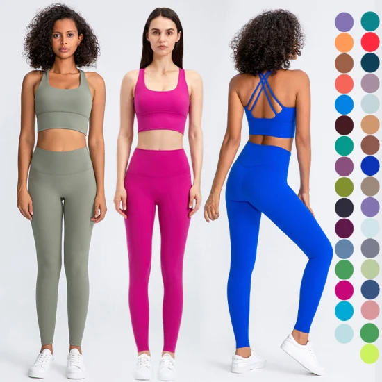 High Compression Yoga Leggings Sports Bra Gym Wear Fitness Women Sportswear Yoga Sets